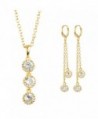 Woman's Shiny Clear Zircon Crystal Pendant Necklace Dangle-Earring Ring Jewelry Sets - C018507AIIL