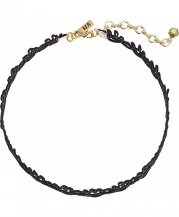 Vanessa Mooney Womens Cord Lace Patterned Choker Necklace - Black - CN12GZPJEJD