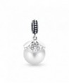 Bling Jewelry 925 Silver Simulated Pearl Heart Dangle Bead Charm - CM11NGV2YVZ