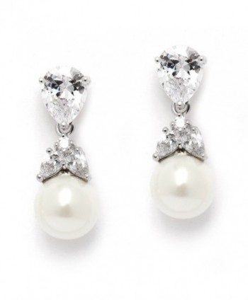 Mariell Platinum Pear Shaped Wedding Earrings - Silver Clip-On - CC1295PN4O1
