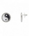 Lux Accessories Pave Crystal Yin Yang Peace Black White Stud Earrings Kids Girl Women - CZ11YL7YRBN