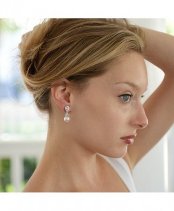 Mariell Platinum Pear Shaped Wedding Earrings in Women's Clip-Ons Earrings