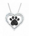 Crystaluxe Paw & Heart Pendant with Swarovski Crystals in Sterling Silver-Plated Brass- 18" - CO12E3U0LRB