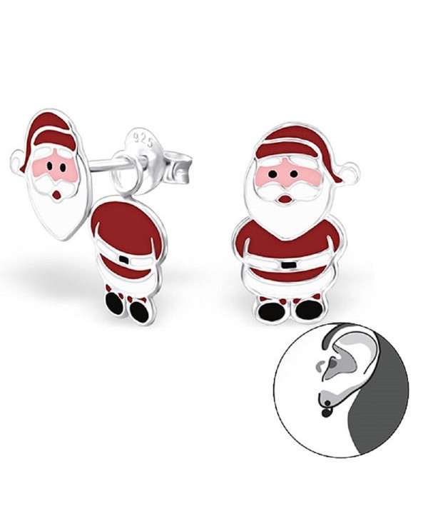 925 Sterling Silver Santa Claus Ear Studs 24675 - CC12ITEL1IZ
