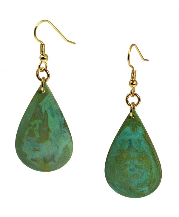 Green Patinated Copper Tear Drop Earrings By John S Brana Handmade Jewelry Durable Copper Earrings - CV12O651R61