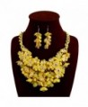 Kexuan Fashion Floral Statement Necklace Choker Necklace And Jewelry Sets For Ladies - yellow-earrings - CP185W4W9MX