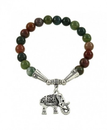 Falari Elephant Lucky Charm Natural Stone Bracelet Indian Agate B2448-IA - CA124HGNFAP