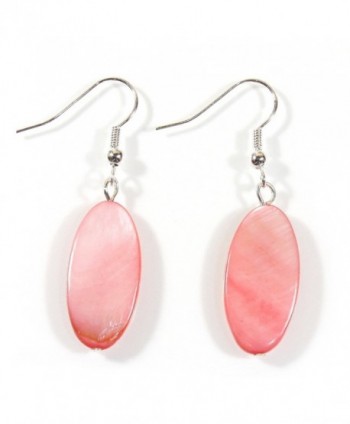 Coral Island Breeze Bright Coral Color Mother-of-pearl Earrings 1.5 Inches Total - C9184C0A555