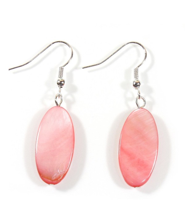 Coral Island Breeze Bright Coral Color Mother-of-pearl Earrings 1.5 Inches Total - C9184C0A555