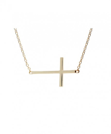 apop nyc Goldtone 925 Silver Sideways Cross Necklace 16 inch - 17 inch [Jewelry] (Goldtone-silver) - C61189QU7NT