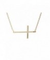 apop nyc Goldtone 925 Silver Sideways Cross Necklace 16 inch - 17 inch [Jewelry] (Goldtone-silver) - C61189QU7NT