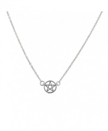 Lux Accessories Silvertone Pentagram Necklace