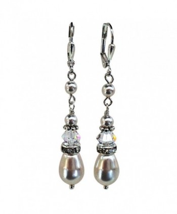 HisJewelsCreations Bridal Crystal Simulated White Teardrop Pearl Earrings with Crystal from Swarovski - C2127OIDXR9