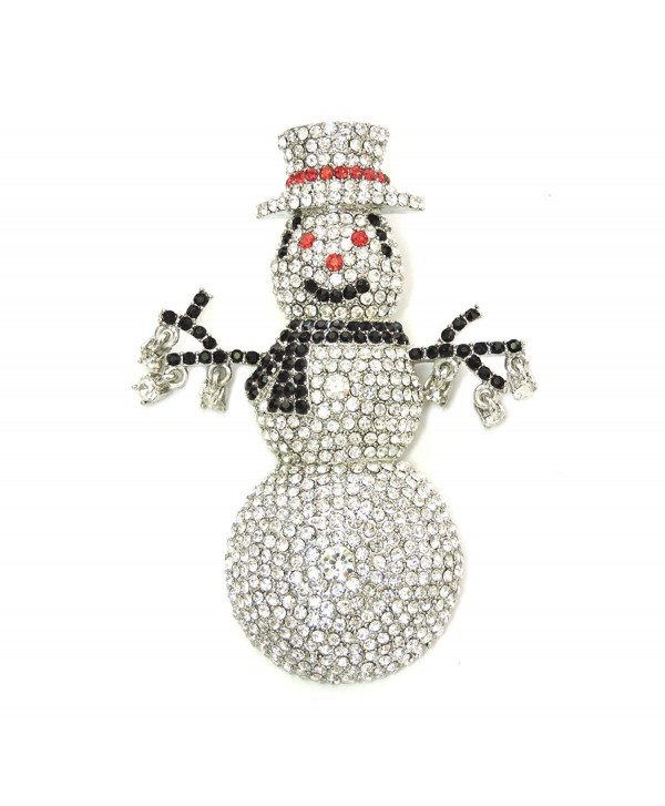 Faship Snowman Pin Brooch Gorgeous Crystal Tall Big - CK1273EJVWP