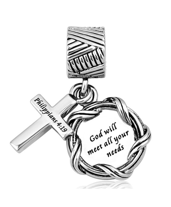LilyJewelry Bible Dangle Charm Christian Keep Faith Cross Beads For Bracelets - CK186QCEGIZ