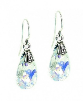 Queenberry Aurora Borealis Swarovski Elements Teardrop Crystal Sterling Silver Dangle Earrings - CH115UQGQ2R