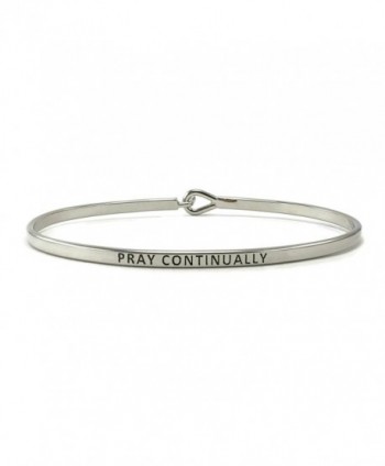 Pray Continually Inspirational Hook Bangle Bracelet - Rhodium - CT182TD8SO8