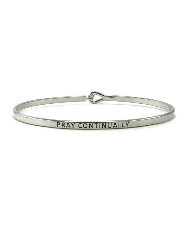 Pray Continually Inspirational Hook Bangle Bracelet - Rhodium - CT182TD8SO8