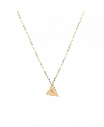 chelseachicNYC Handmade Tiny Jewel Brushed Metal Paper Plane Necklace - CI128982XLF