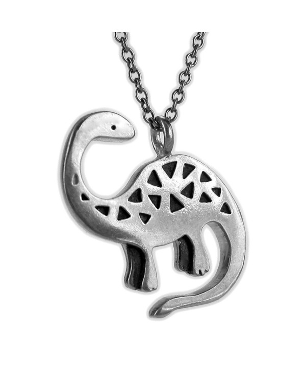 Mark Poulin Women's Pewter Necklace Brontosaurus Dinosaur 18" Chain - CF11Q2B50XF