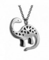 Mark Poulin Women's Pewter Necklace Brontosaurus Dinosaur 18" Chain - CF11Q2B50XF