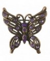 Petite Victorian Butterfly Brooch in Antique Copper Finish with Purple Stones - CA117ICJ7Z9