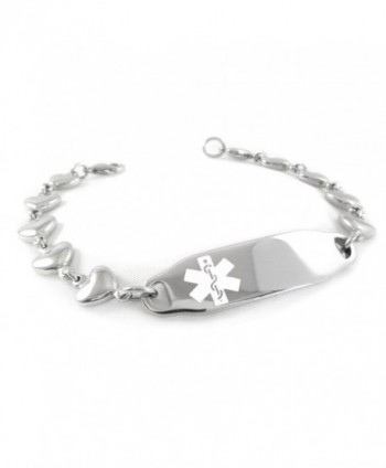 MyIDDr - Pre-Engraved & Customized Womens Dementia Medical ID Bracelet- Heart Chain - CT11CMVQI0X