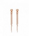 Carfeny Rose Gold Crystal Simple Long Tassel Wedding Earrings for Women 4.53" - CF184XXQM7X