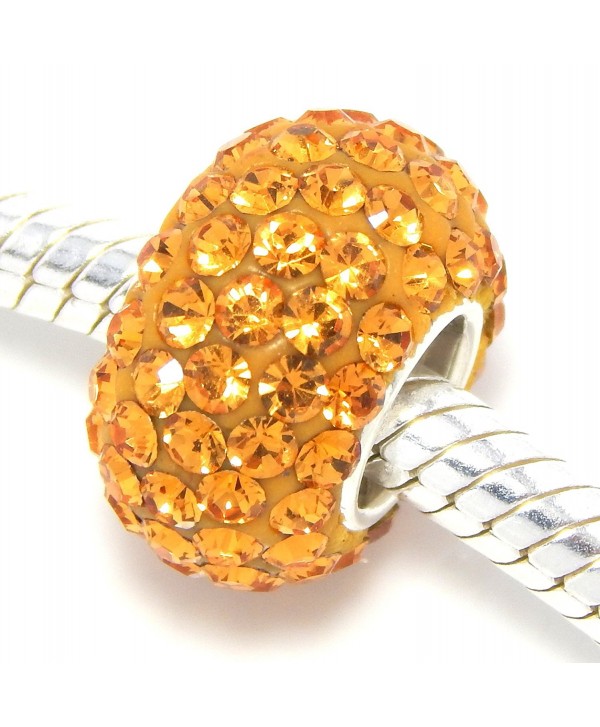 925 Sterling Silver "Orange Crystals" Charm Bead - CW1267WFXVH