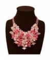 JewelryLove Bib Fashion Multicolor Flower Crystal Statement Necklaces - Pink - CJ12N1G6KWM