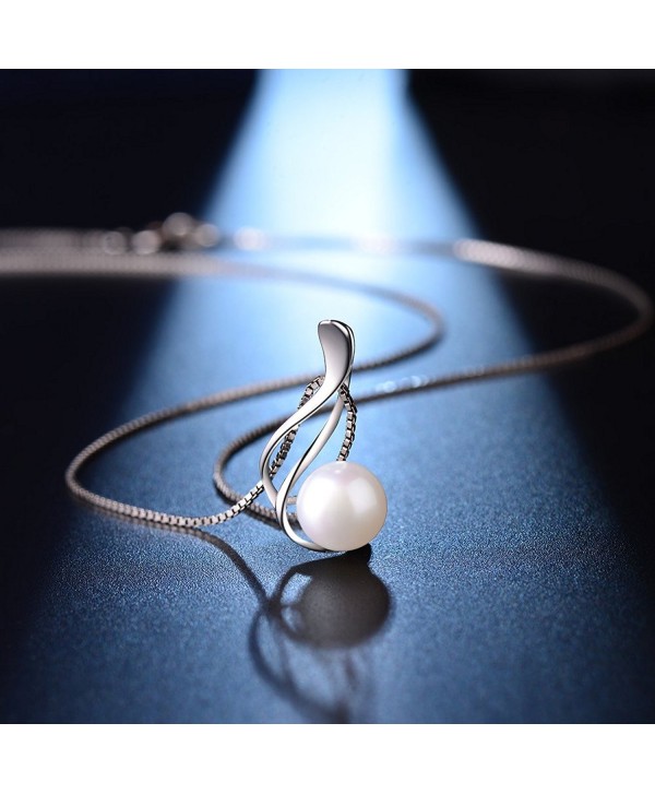 Freshwater Pearl Twist Pendant Necklace Jewelry 925 Sterling Silver ...