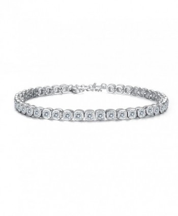 EVER FAITH 925 Sterling Silver CZ Channel-Set Round Cut Tennis Bracelet Chain Clear - CY12FIR6BDV