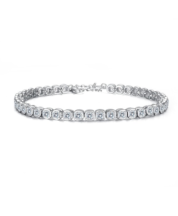 EVER FAITH 925 Sterling Silver CZ Channel-Set Round Cut Tennis Bracelet Chain Clear - CY12FIR6BDV