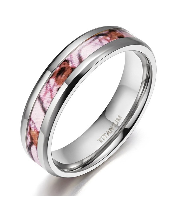 Deer Antlers Pink Camouflage Titanium Wedding Rings Comfort Fit - Metal-type-6mm - CL12FG29JOB