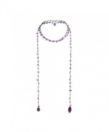 Sparkling Aura Purple Quartz-Reconstructed Black Agate Lariat Necklace - C9121E9XLNF