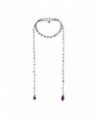 Sparkling Aura Purple Quartz-Reconstructed Black Agate Lariat Necklace - C9121E9XLNF