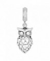 925 Sterling Silver Heart Owl Bird Dangle Bead Charm Fit Major Brand Bracelet - CG12EWP7M33