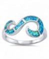 Open Infinity Swirl Blue Simulated Opal Ring New .925 Sterling Silver Band Sizes 6-10 - C7129IKACDN