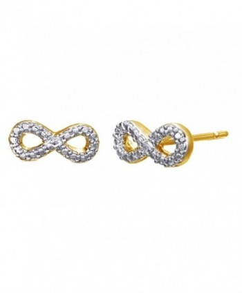 White Natural Diamond Beaded Infinity Stud Earrings In 14K Gold Over Sterling Silver - C912NRIVSO7