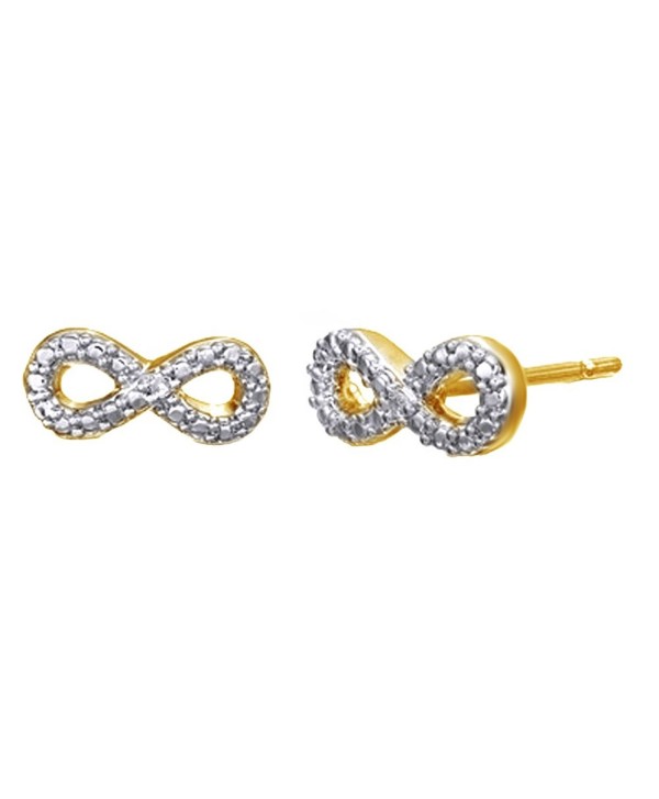 White Natural Diamond Beaded Infinity Stud Earrings In 14K Gold Over Sterling Silver - C912NRIVSO7