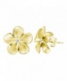 14k Yellow Gold Plated Stering Silver CZ Plumeria Stud Earrings- 14mm - CO1175T8XO1