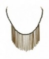 Unique Gold Tone Fringe Gray Black Bead Necklace - CU1240C3Y53