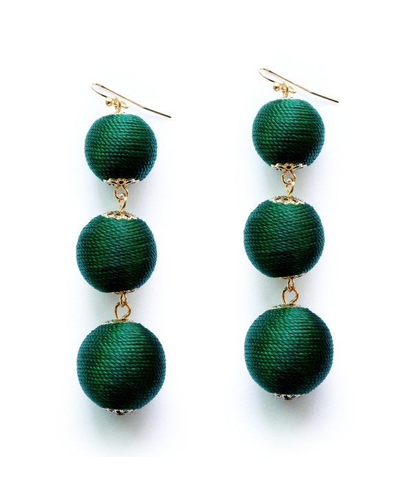 Emerald Earrings Graduated Threaded Statement - Emerald Green - CY1882HUZT4