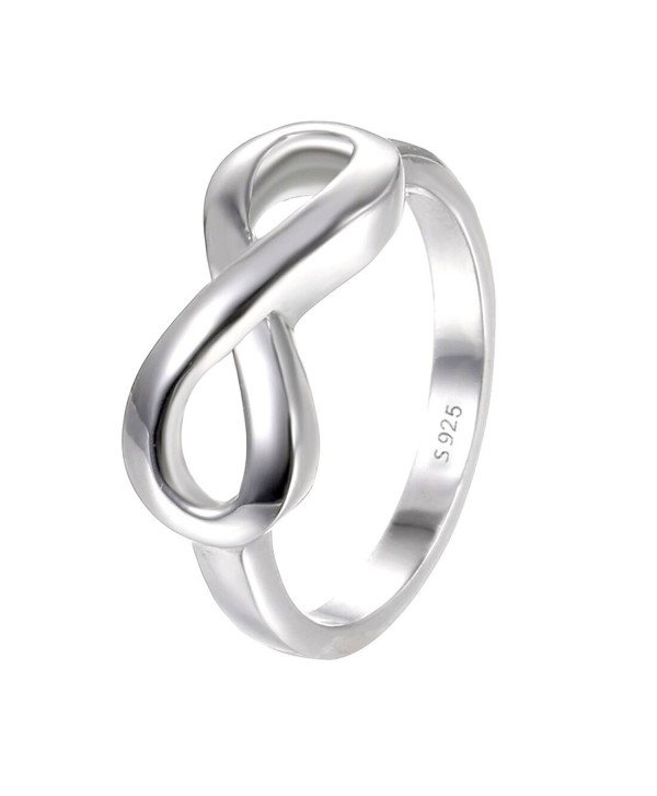 BORUO 925 Sterling Silver Ring High Polish Infinity Symbol Tarnish Resistant Comfort Fit Wedding Band Ring - CQ12O9PYNJC