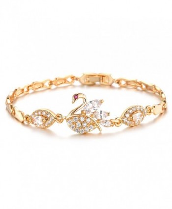 18k Gold Plated Swan Cubic Zirconia Tennis Bracelet L7.08" - CR11VM5S1N7