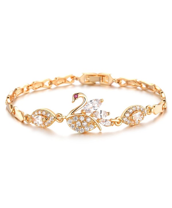 18k Gold Plated Swan Cubic Zirconia Tennis Bracelet L7.08" - CR11VM5S1N7