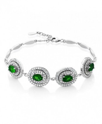 Stunning 4.00 Ct Simulated Emerald Sterling Silver 7" Bracelet with 1" Extender - CB11IA66J9N