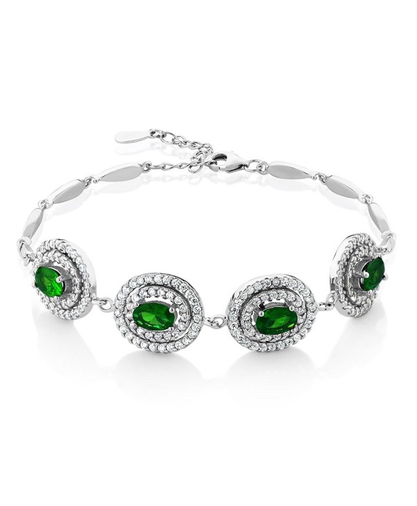 Stunning 4.00 Ct Simulated Emerald Sterling Silver 7" Bracelet with 1" Extender - CB11IA66J9N