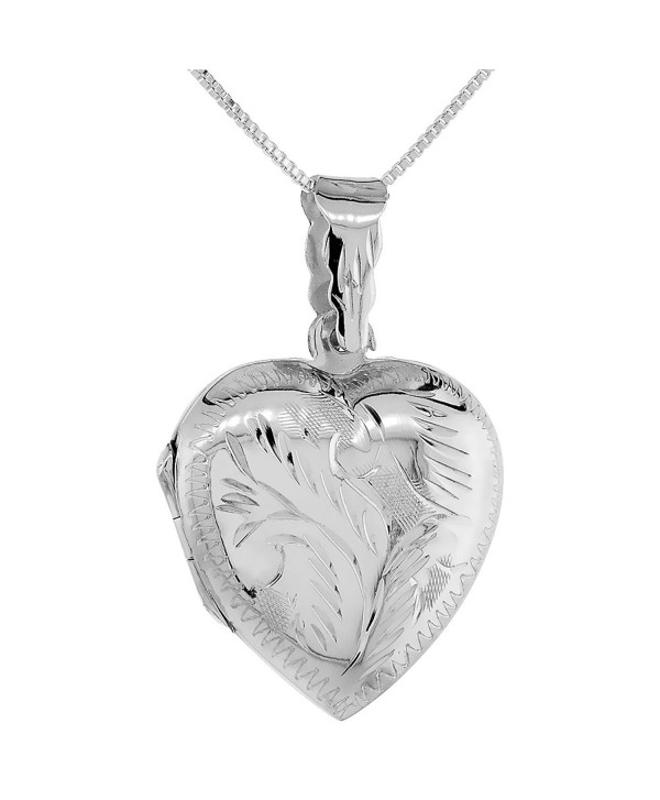 Sterling Silver Heart Locket Pendant / Charm Engraved Handmade- 1 inch - CX1113E9HNF