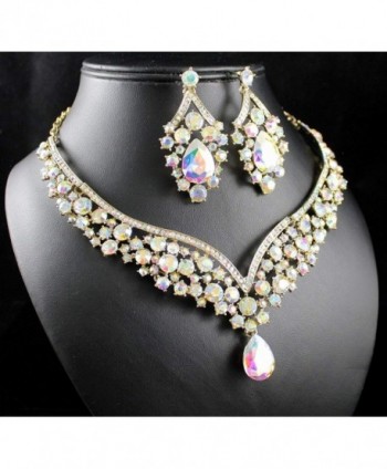 Janefashions Austrian Rhinestone Necklace Earrings in Women's Jewelry Sets